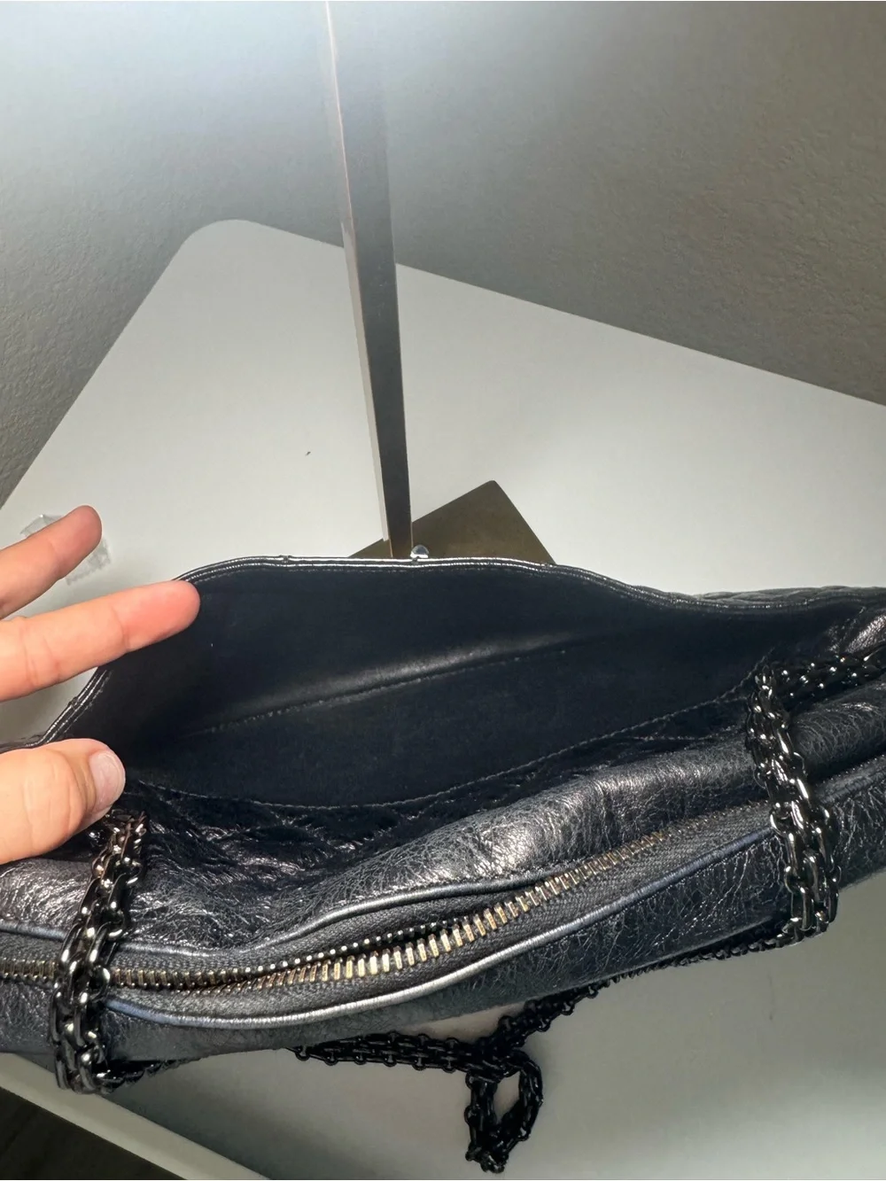 Authentic CHANEL 2.55 Reissue Medium Camera Bag Black Aged Calfskin Ruthenium